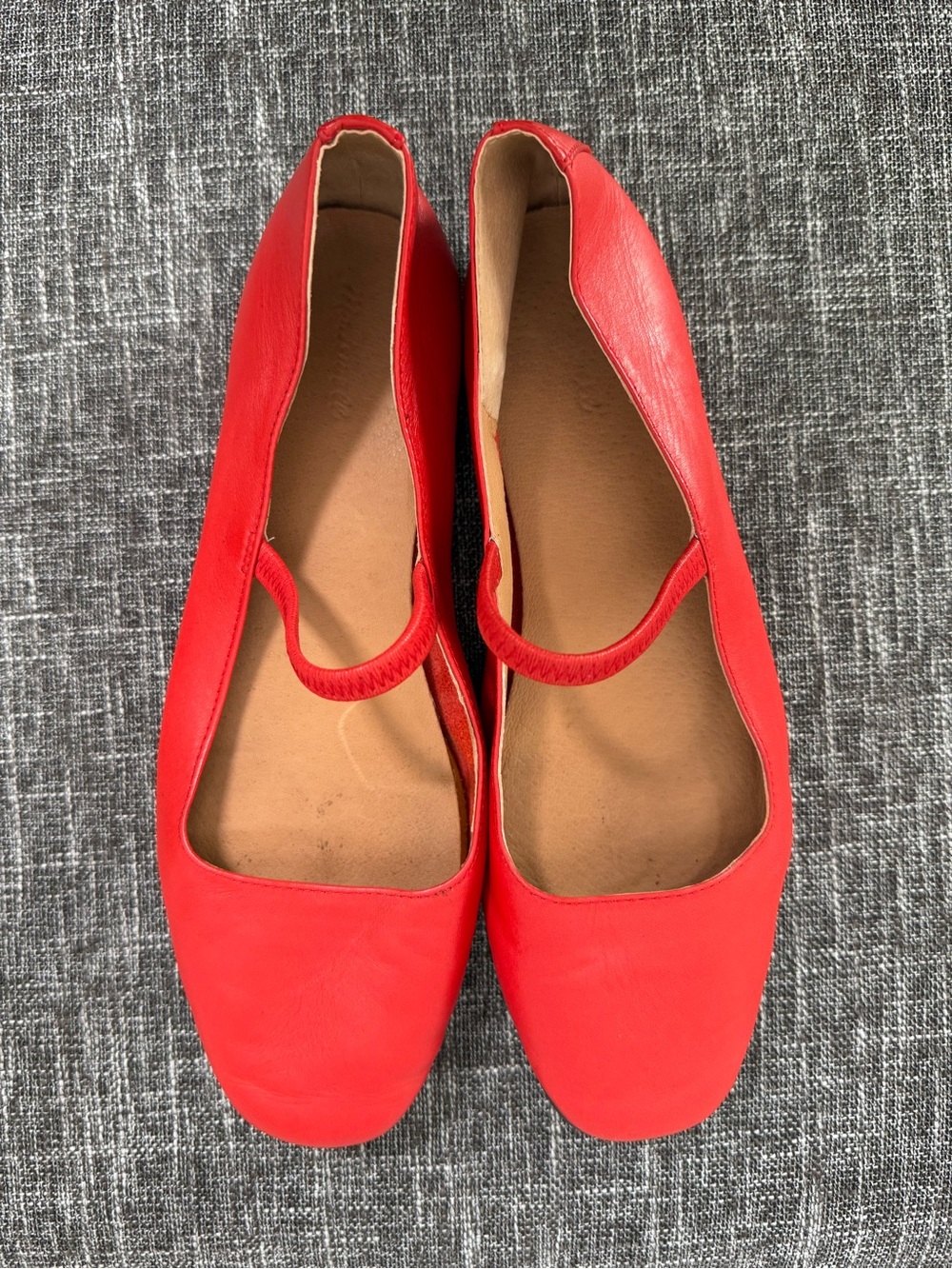 Madewell The Greta Ballet Flat Kilt Red Leather Mary Jane Square Toe Size 6.5 - Picture 3 of 11
